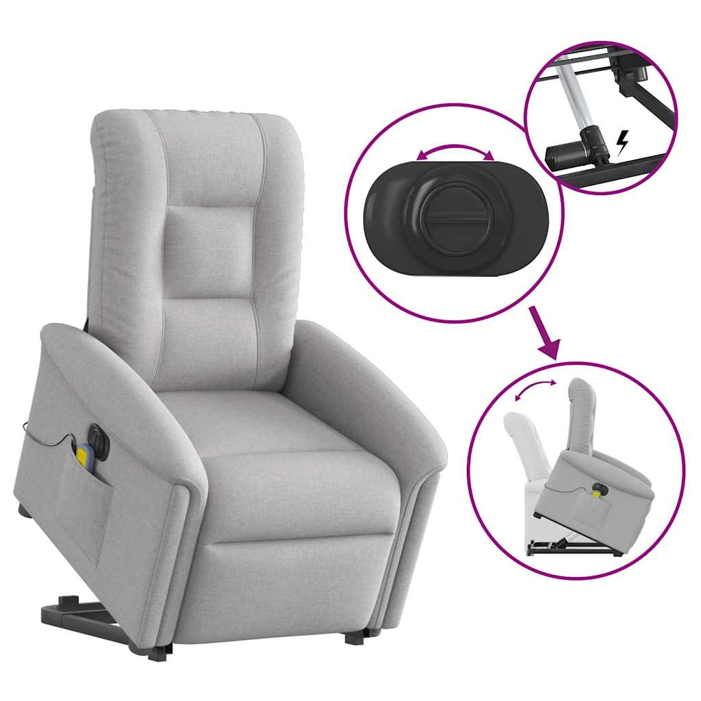 Fauteuil inclinable de massage électrique gris nuage tissu Fauteuils vidaXL