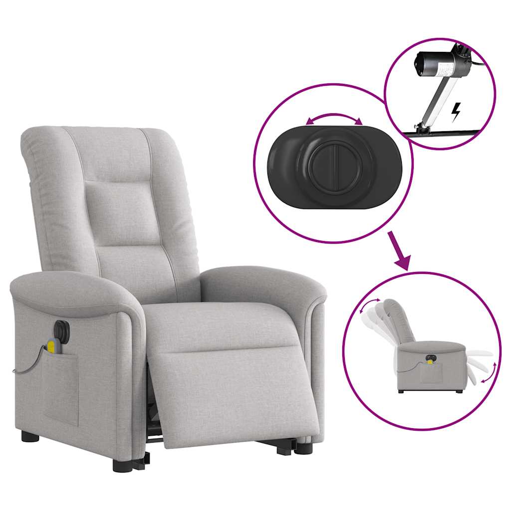 Fauteuil inclinable de massage électrique gris nuage tissu Fauteuils vidaXL