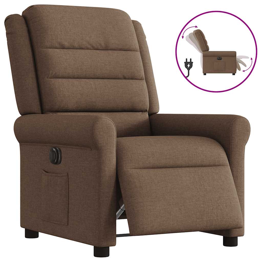 Fauteuil inclinable électrique Marron Tissu Fauteuils vidaXL