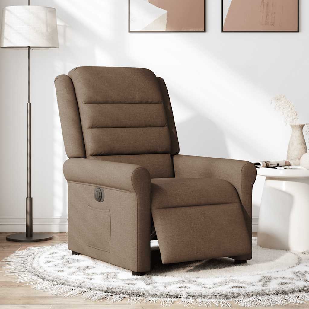 Fauteuil inclinable électrique Marron Tissu Fauteuils vidaXL