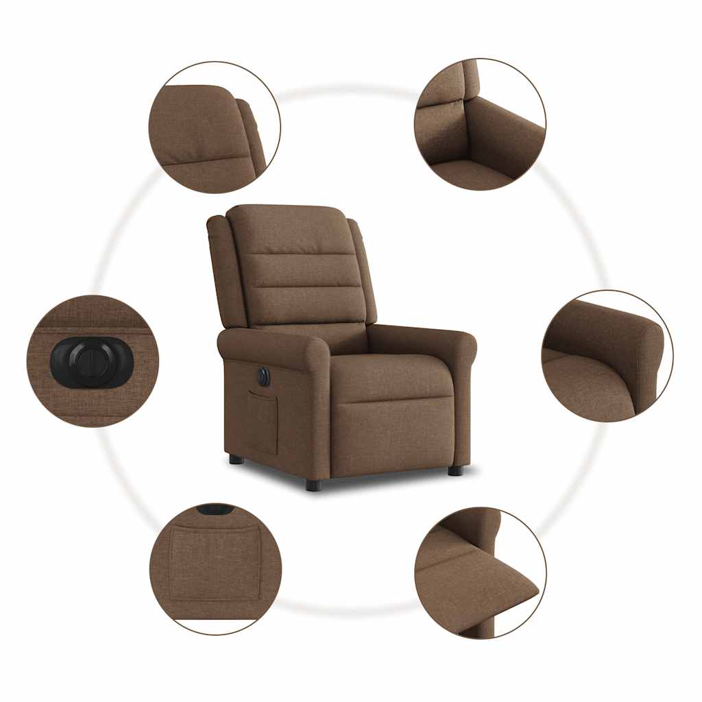 Fauteuil inclinable électrique Marron Tissu Fauteuils vidaXL