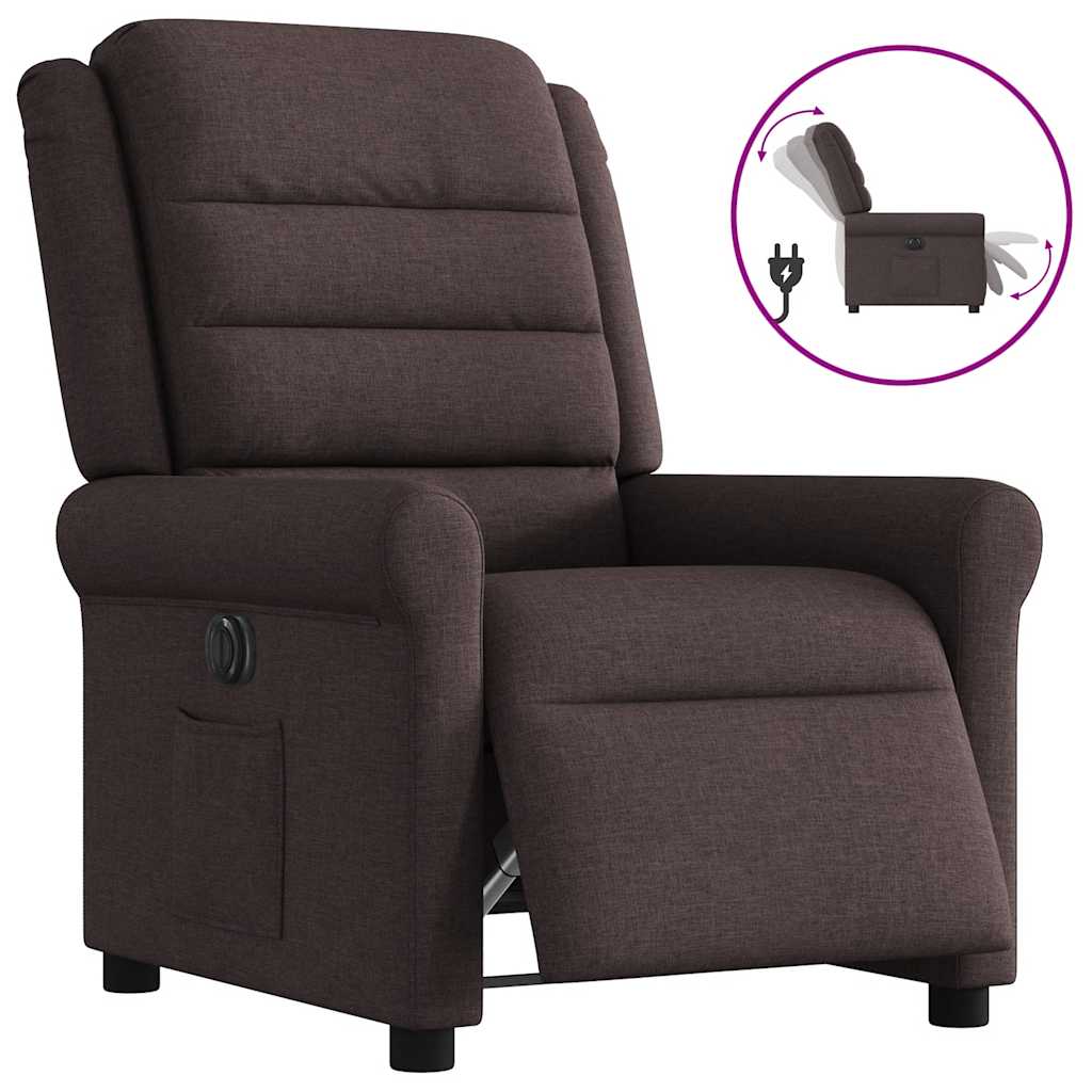 Fauteuil inclinable électrique Marron foncé Tissu Fauteuils vidaXL