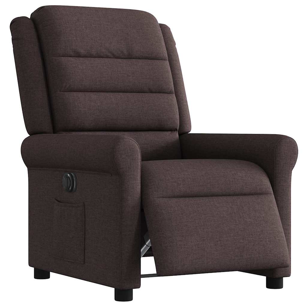 Fauteuil inclinable électrique Marron foncé Tissu Fauteuils vidaXL