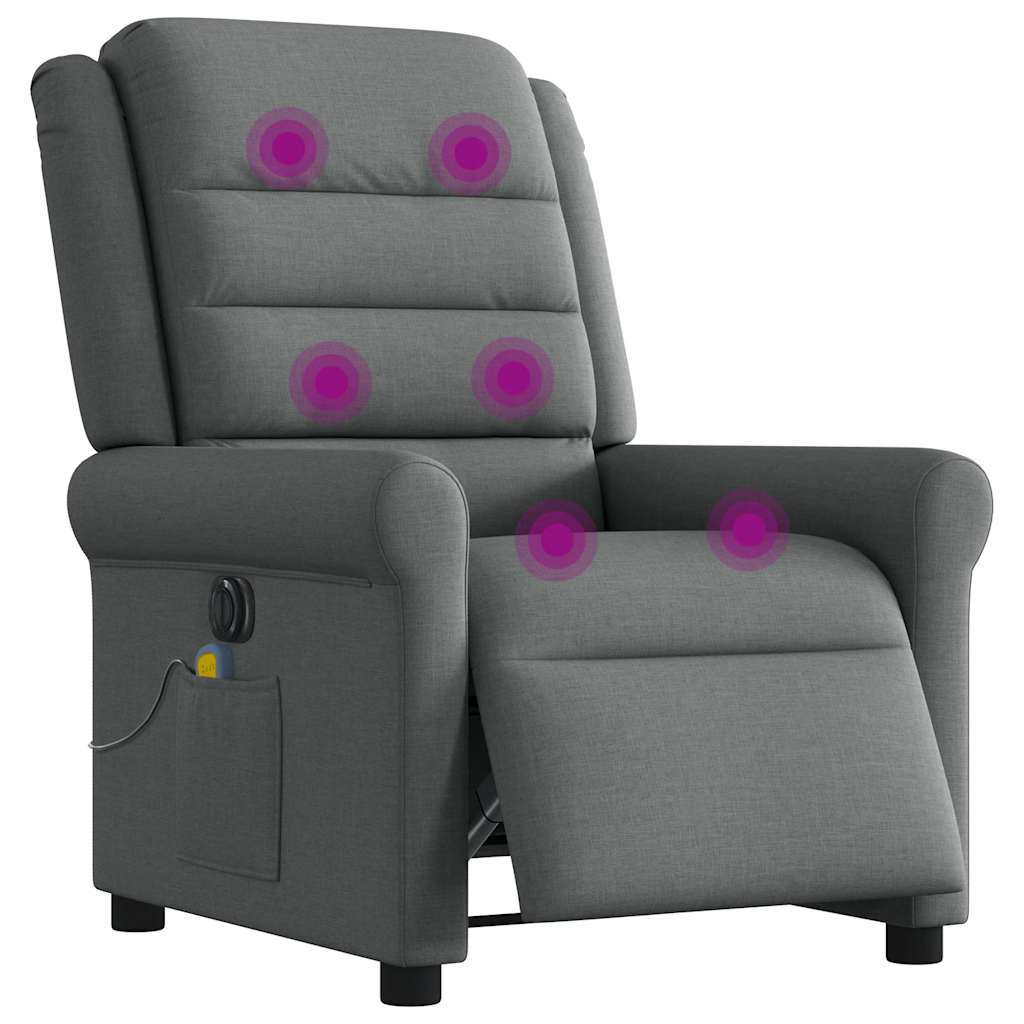 Fauteuil inclinable de massage électrique gris foncé tissu Fauteuils vidaXL