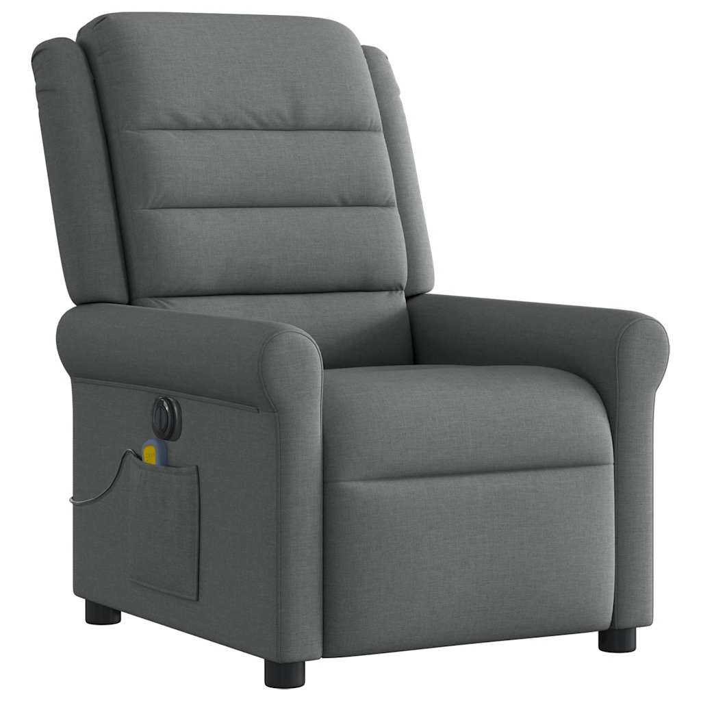 Fauteuil inclinable de massage électrique gris foncé tissu Fauteuils vidaXL