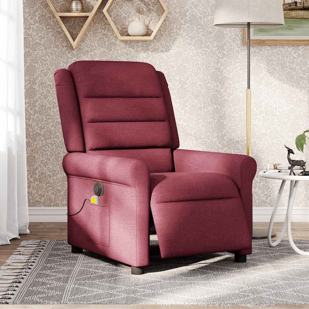 Fauteuil de massage inclinable électrique Rouge bordeaux Tissu Fauteuils vidaXL