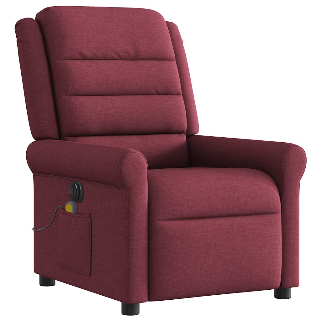 Fauteuil de massage inclinable électrique Rouge bordeaux Tissu Fauteuils vidaXL