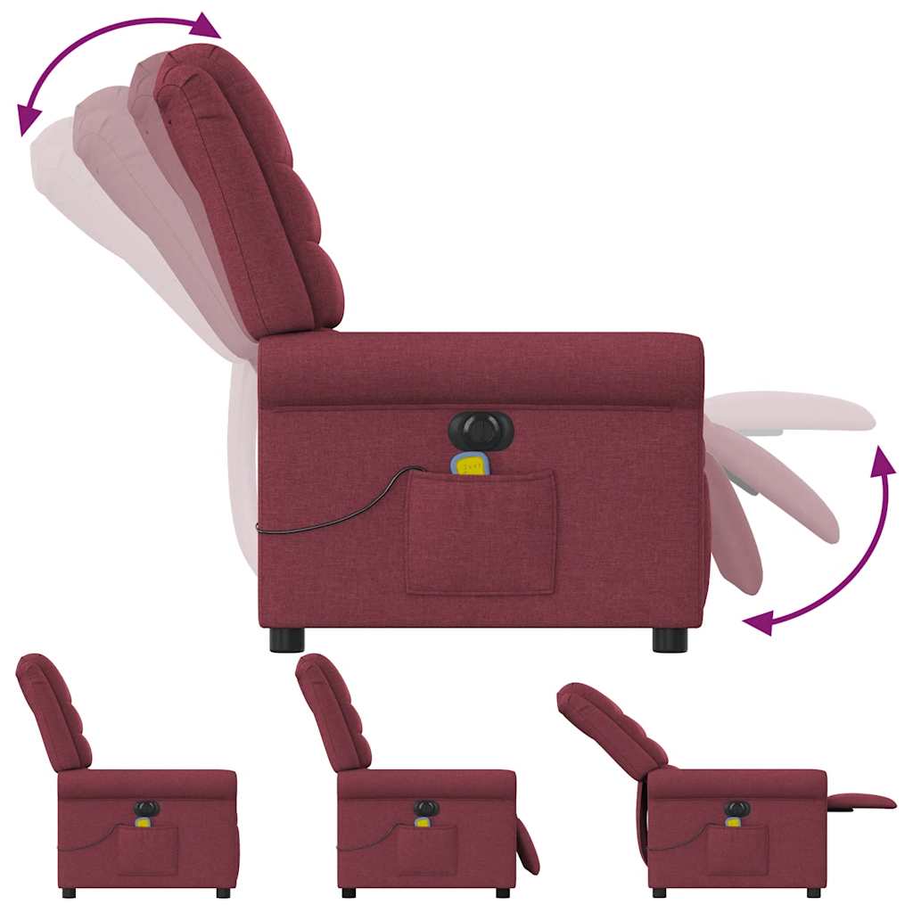 Fauteuil de massage inclinable électrique Rouge bordeaux Tissu Fauteuils vidaXL