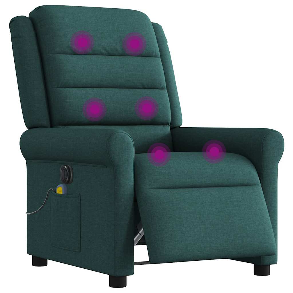 Fauteuil de massage inclinable électrique Vert foncé Tissu Fauteuils vidaXL