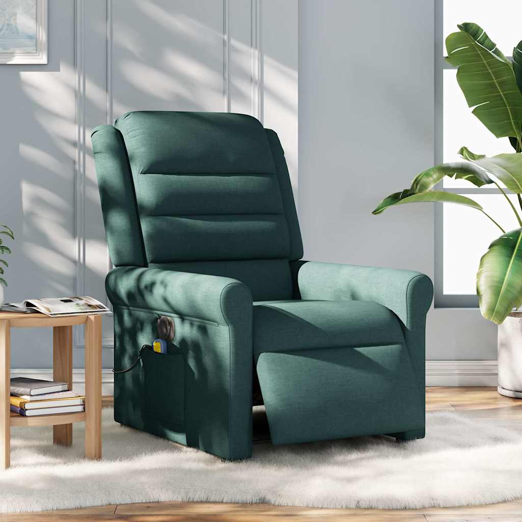 Fauteuil de massage inclinable électrique Vert foncé Tissu Fauteuils vidaXL