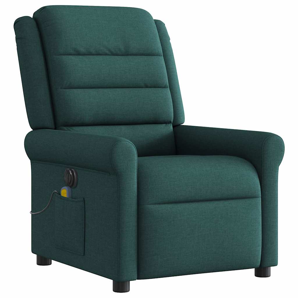 Fauteuil de massage inclinable électrique Vert foncé Tissu Fauteuils vidaXL