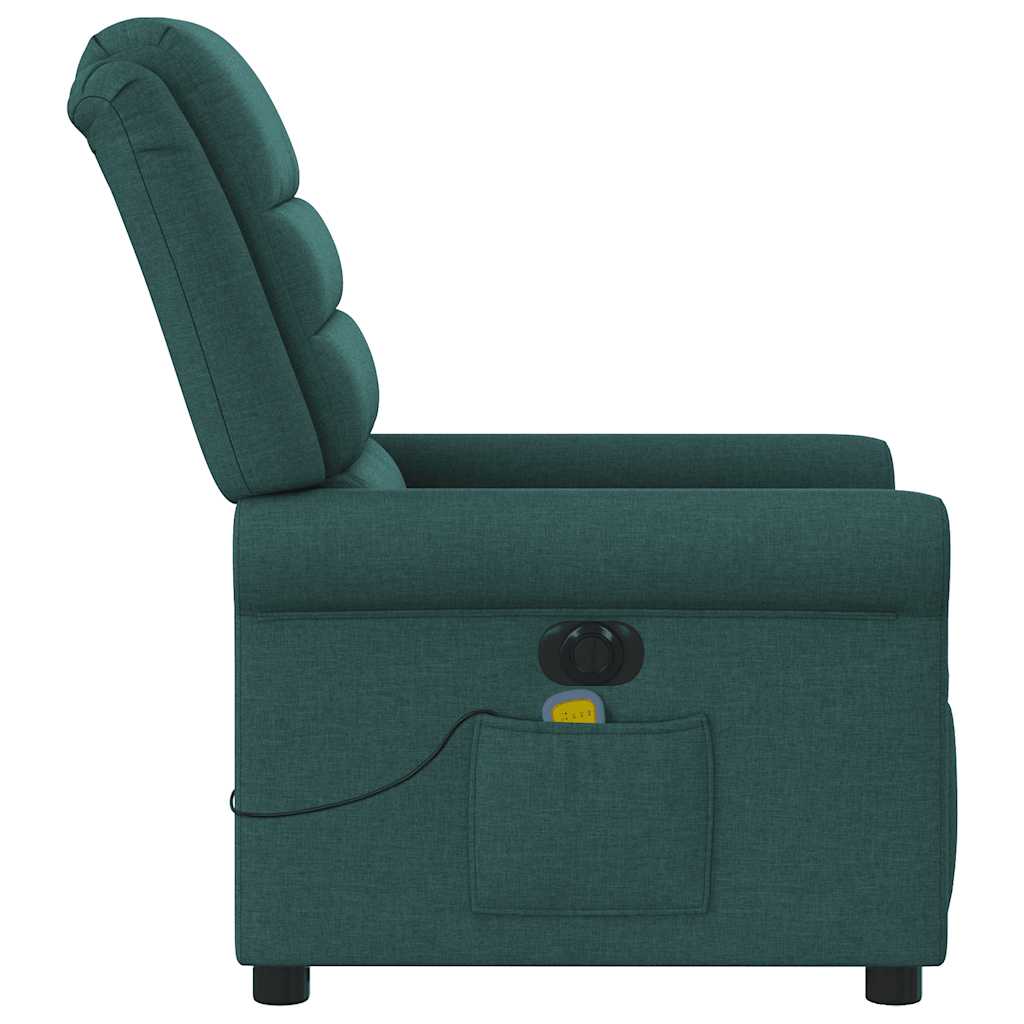 Fauteuil de massage inclinable électrique Vert foncé Tissu Fauteuils vidaXL