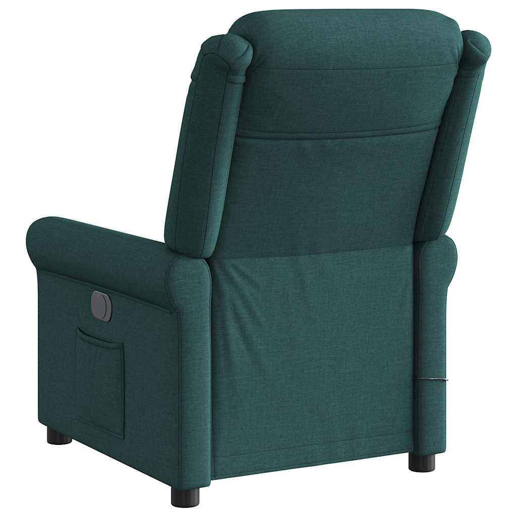 Fauteuil de massage inclinable électrique Vert foncé Tissu Fauteuils vidaXL