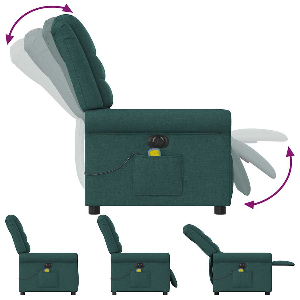 Fauteuil de massage inclinable électrique Vert foncé Tissu Fauteuils vidaXL