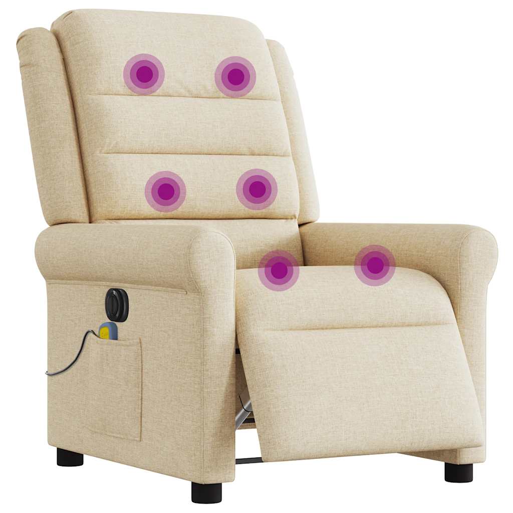 Fauteuil inclinable de massage électrique crème tissu Fauteuils vidaXL