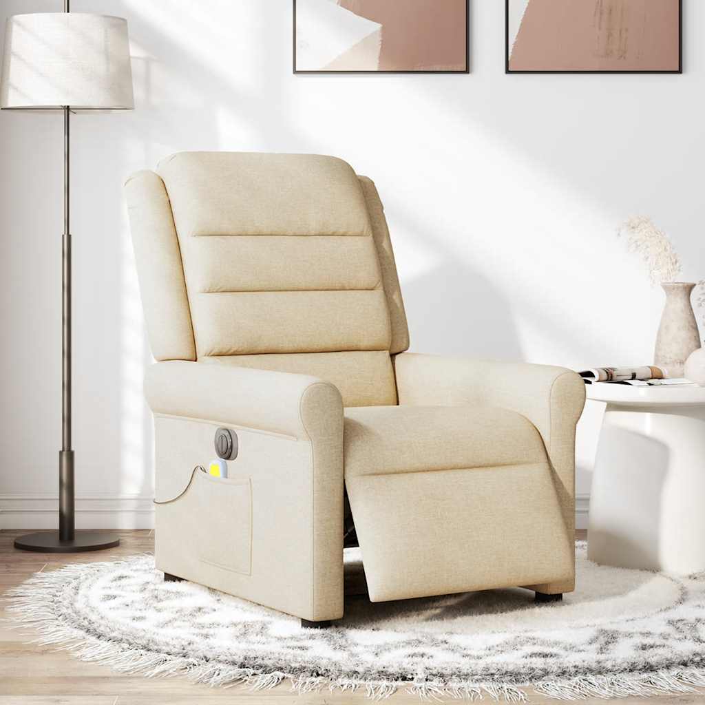 Fauteuil inclinable de massage électrique crème tissu Fauteuils vidaXL