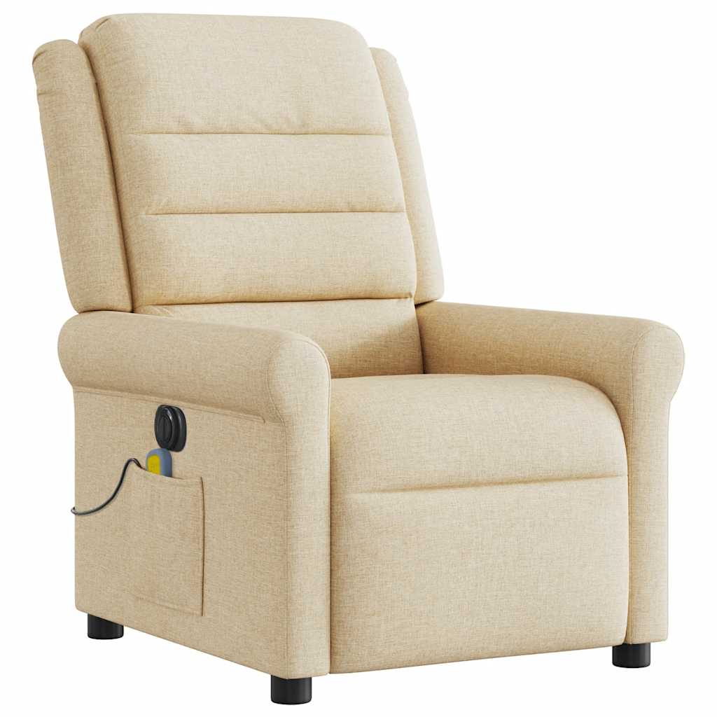 Fauteuil inclinable de massage électrique crème tissu Fauteuils vidaXL