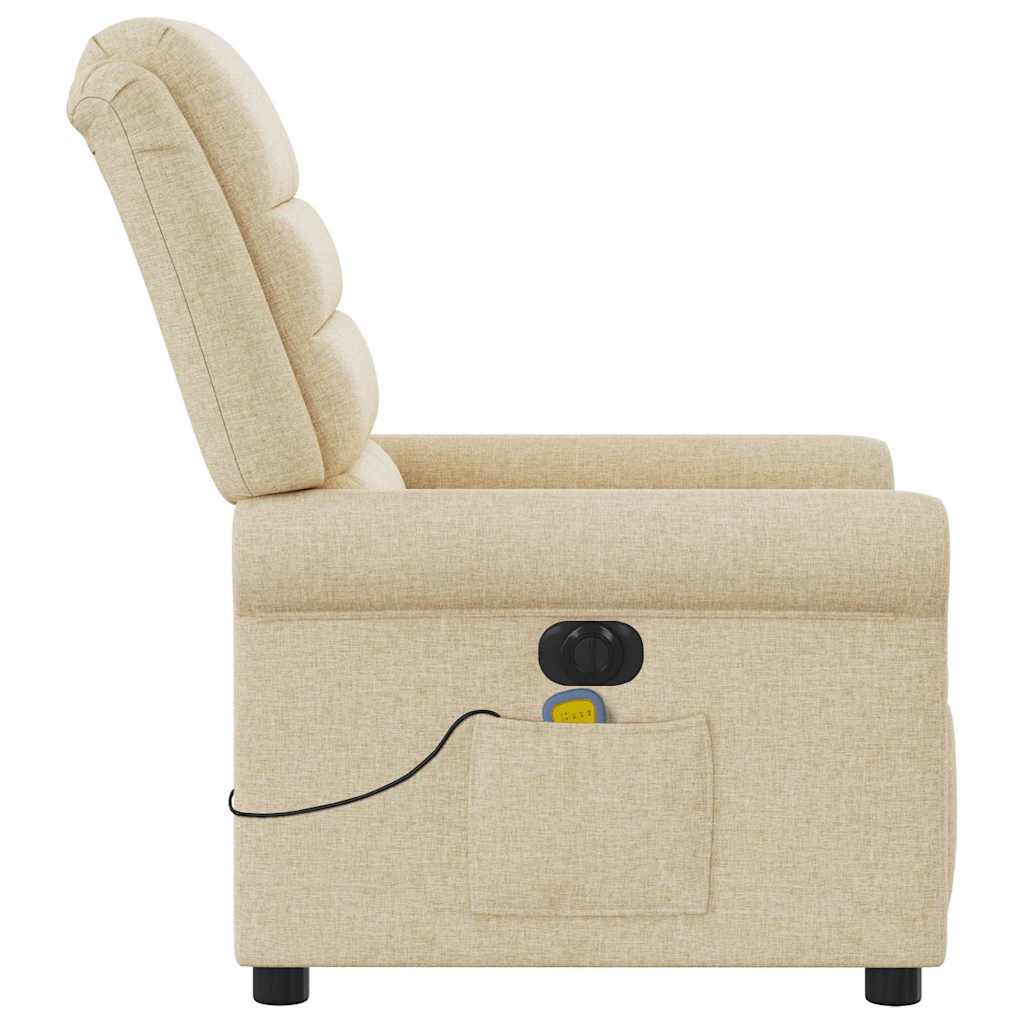 Fauteuil inclinable de massage électrique crème tissu Fauteuils vidaXL