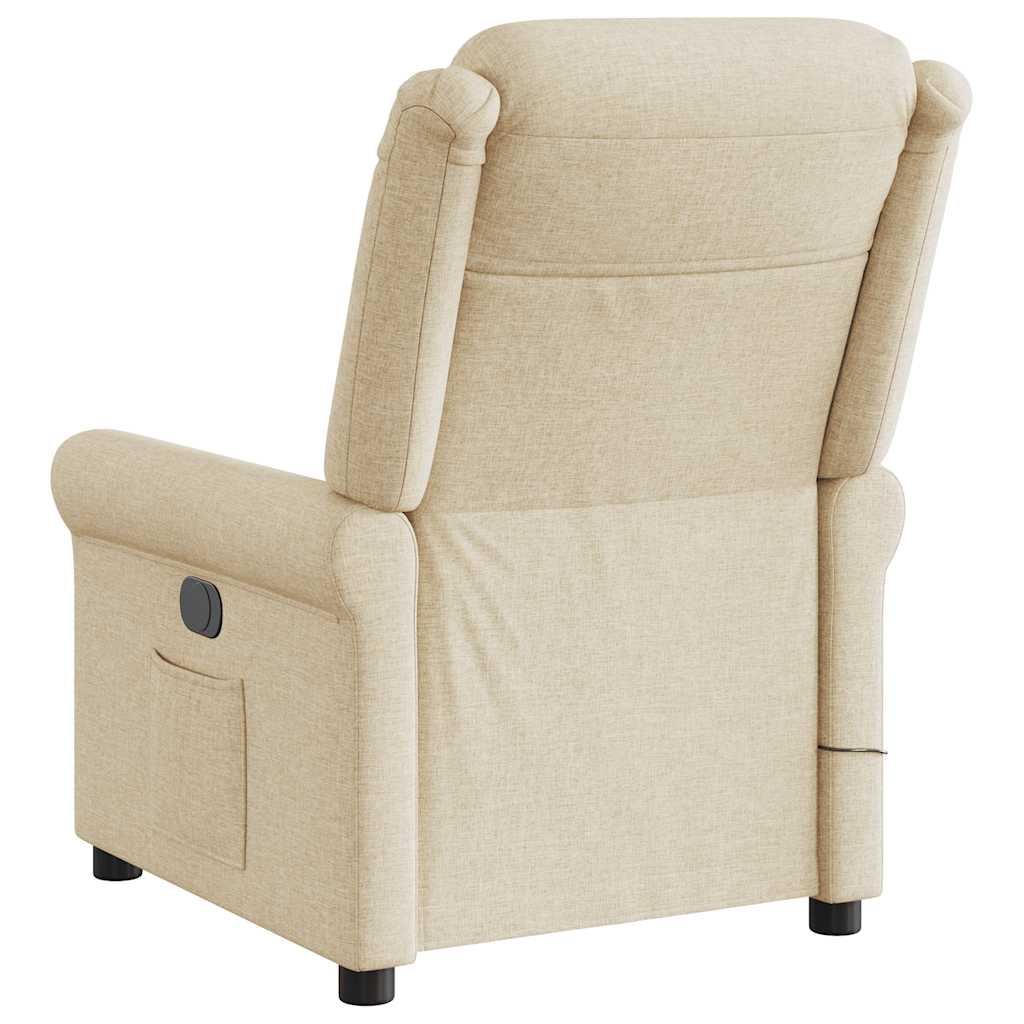 Fauteuil inclinable de massage électrique crème tissu Fauteuils vidaXL