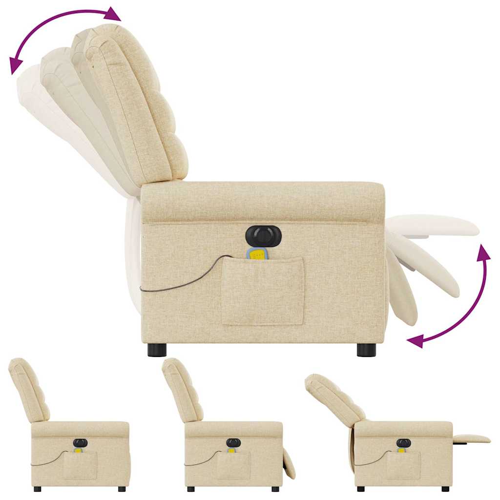 Fauteuil inclinable de massage électrique crème tissu Fauteuils vidaXL