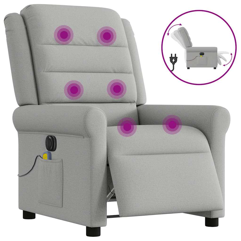 Fauteuil de massage inclinable électrique gris nuage tissu Fauteuils vidaXL