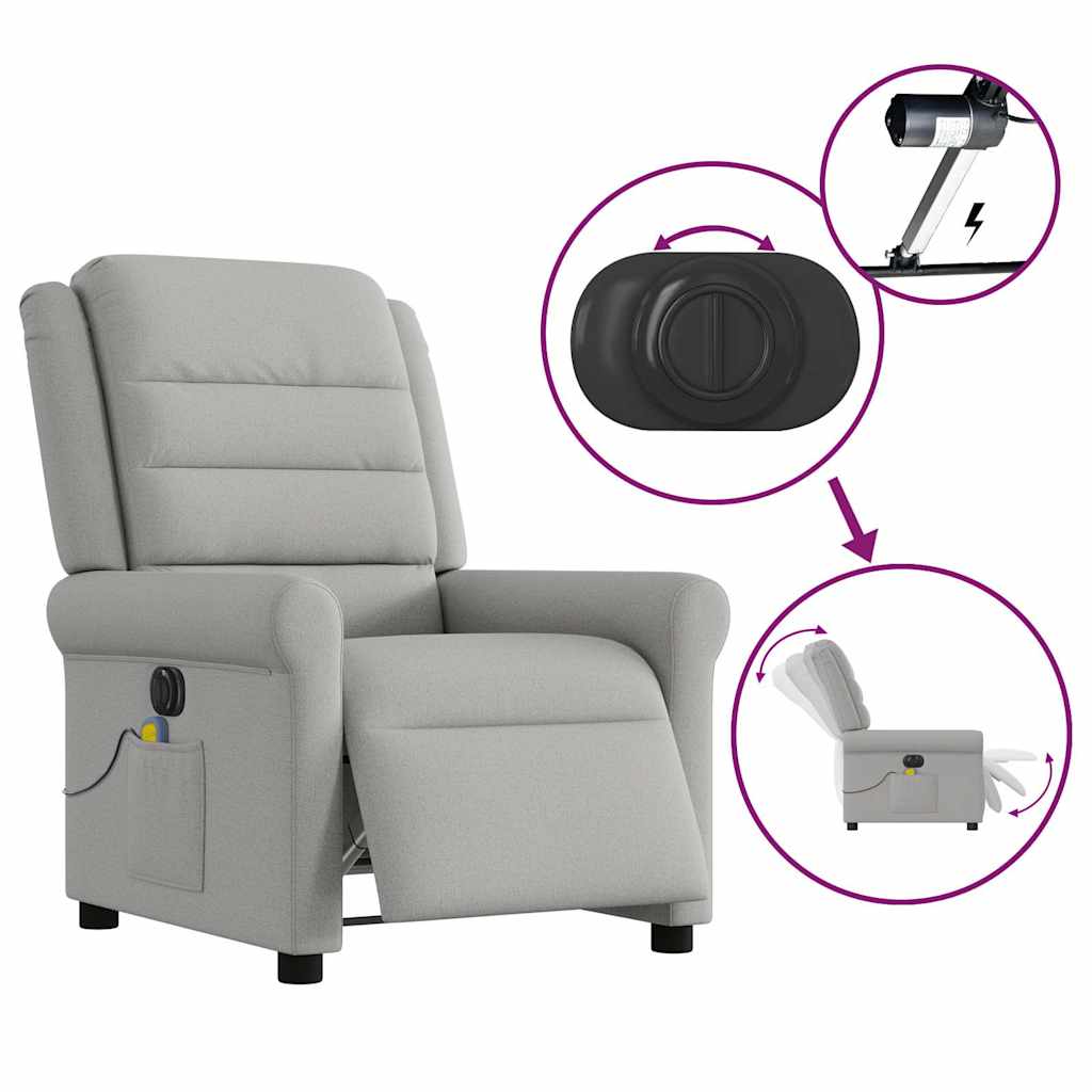 Fauteuil de massage inclinable électrique gris nuage tissu Fauteuils vidaXL