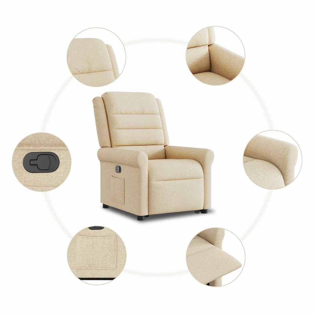 Fauteuil inclinable Crème Tissu Fauteuils vidaXL