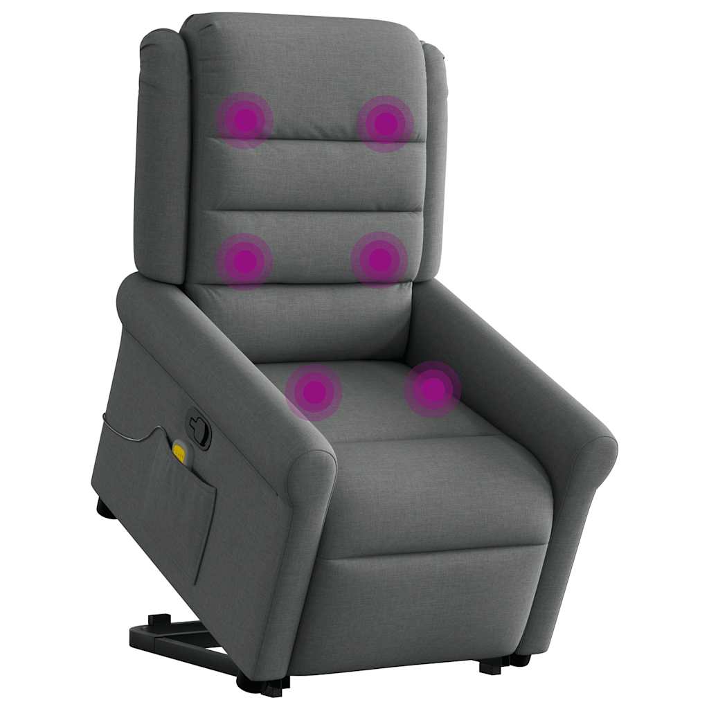 Fauteuil de massage inclinable Gris foncé Tissu Fauteuils vidaXL