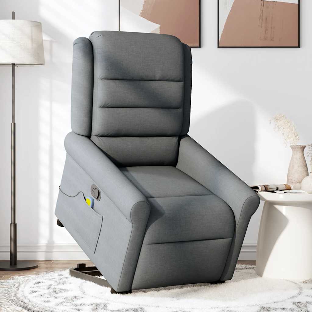 Fauteuil de massage inclinable Gris foncé Tissu Fauteuils vidaXL