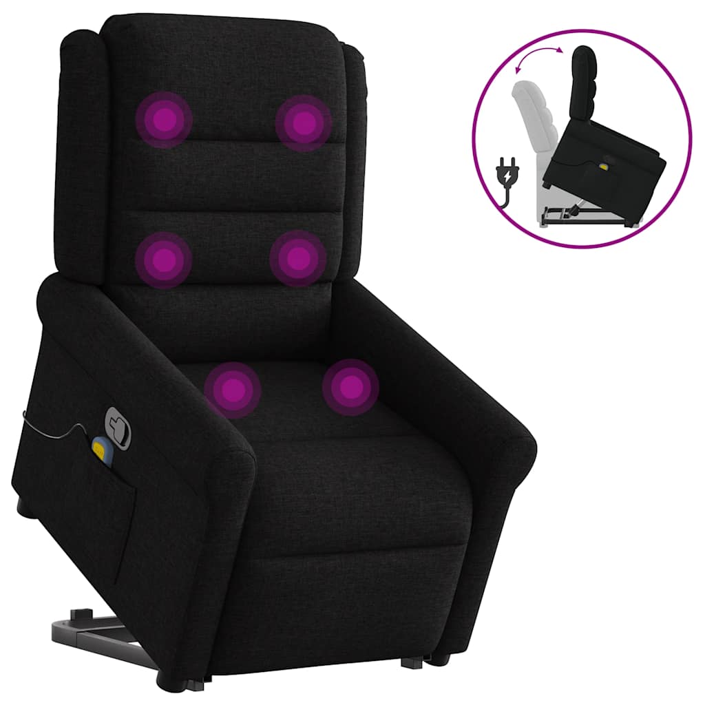 Fauteuil de massage inclinable Noir Tissu Fauteuils vidaXL