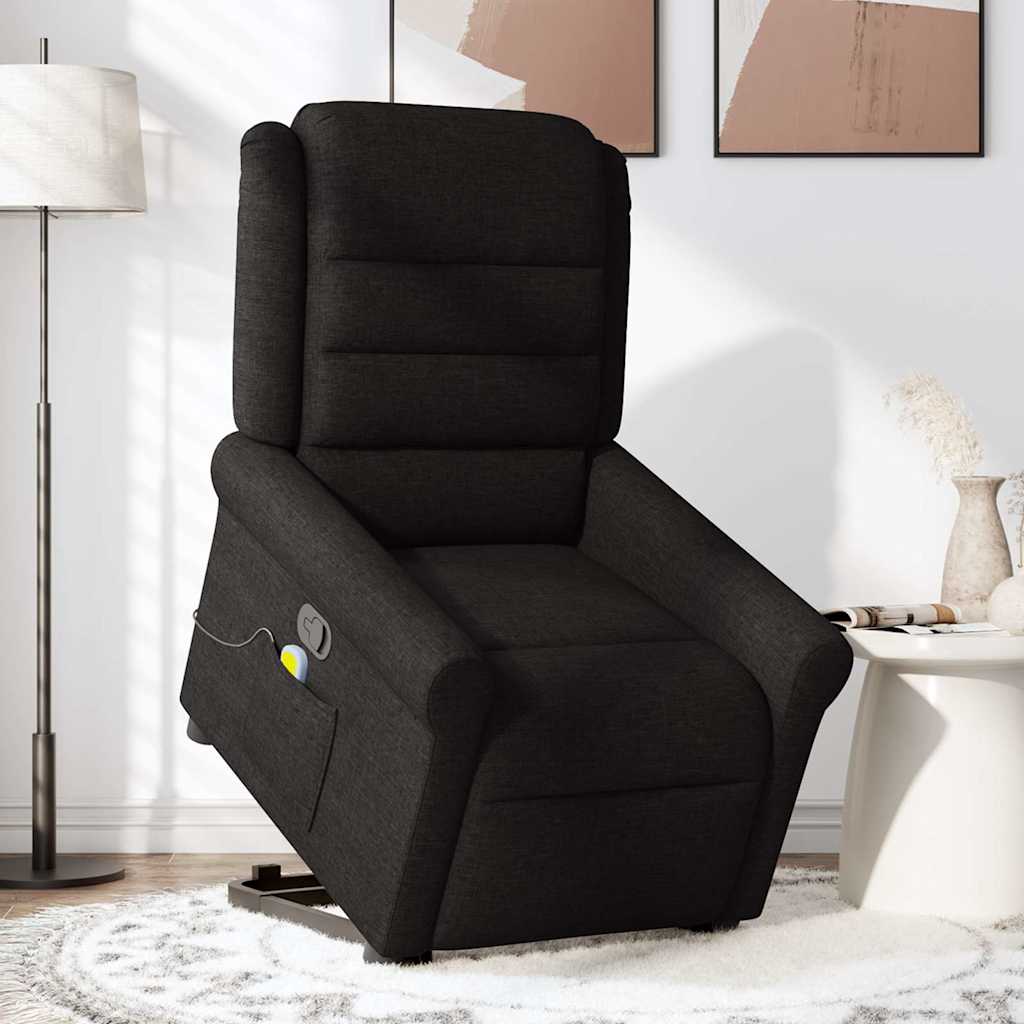 Fauteuil de massage inclinable Noir Tissu Fauteuils vidaXL