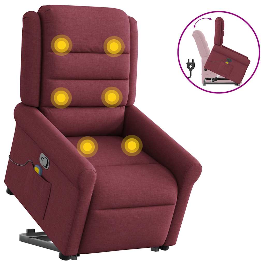 Fauteuil inclinable de massage Rouge bordeaux Tissu Fauteuils vidaXL