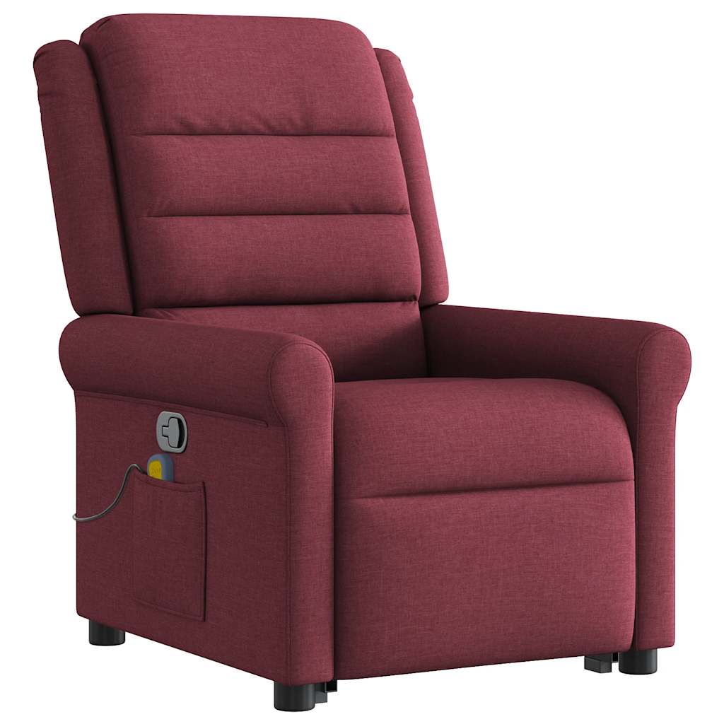 Fauteuil inclinable de massage Rouge bordeaux Tissu Fauteuils vidaXL