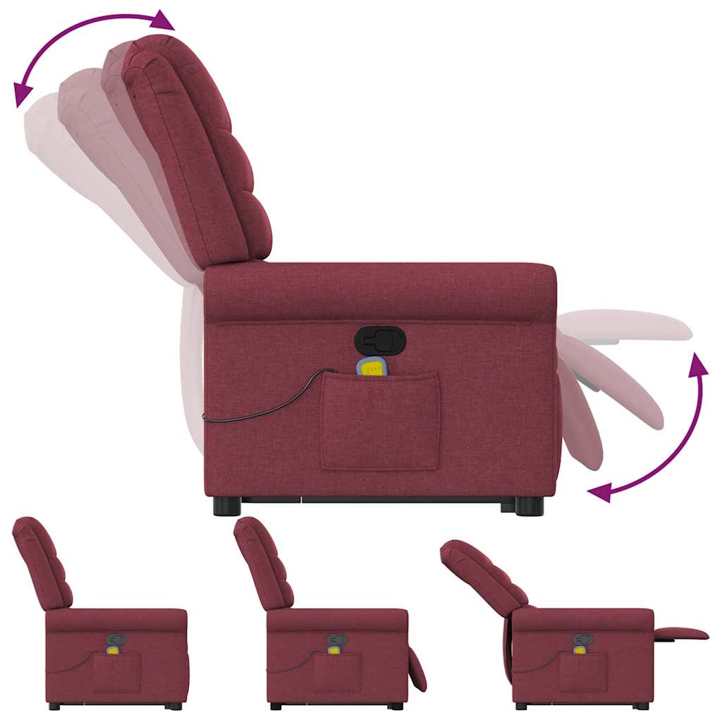 Fauteuil inclinable de massage Rouge bordeaux Tissu Fauteuils vidaXL