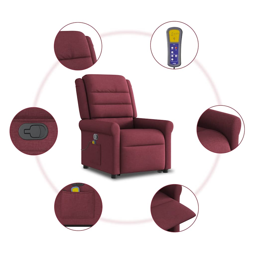 Fauteuil inclinable de massage Rouge bordeaux Tissu Fauteuils vidaXL