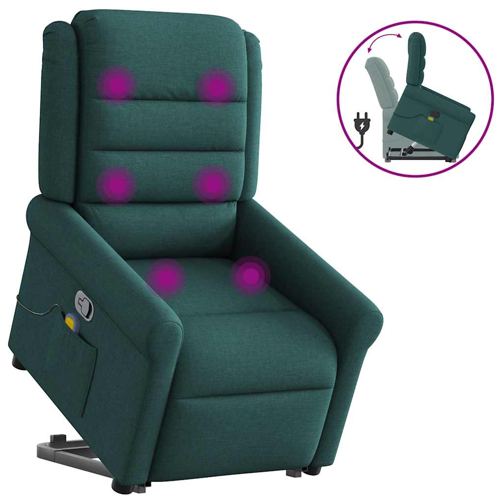 Fauteuil inclinable de massage Vert foncé Tissu Fauteuils vidaXL