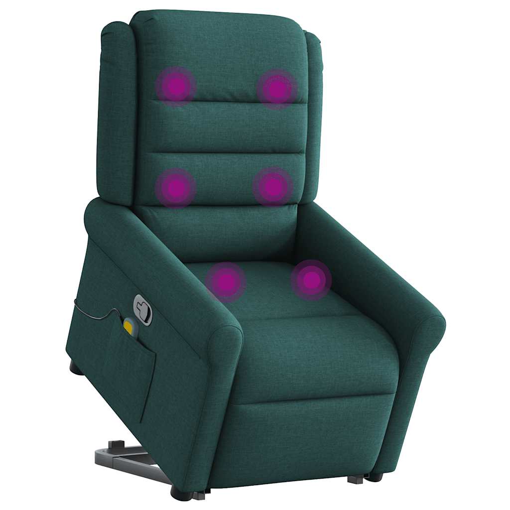 Fauteuil inclinable de massage Vert foncé Tissu Fauteuils vidaXL