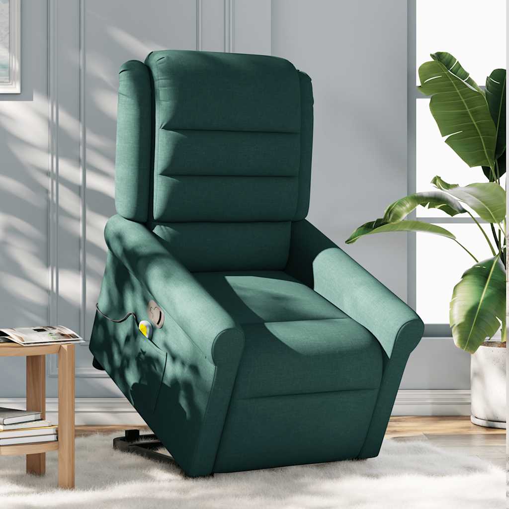 Fauteuil inclinable de massage Vert foncé Tissu Fauteuils vidaXL