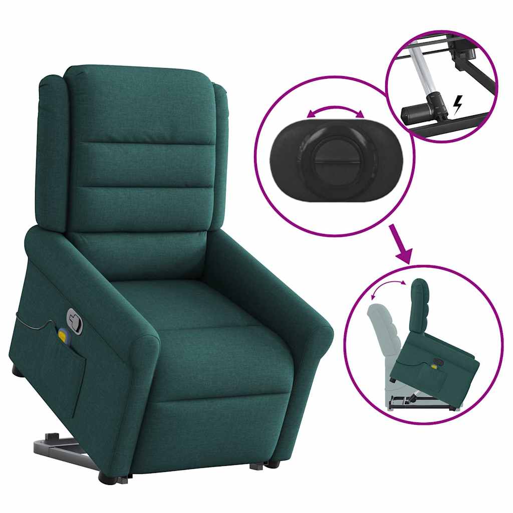 Fauteuil inclinable de massage Vert foncé Tissu Fauteuils vidaXL