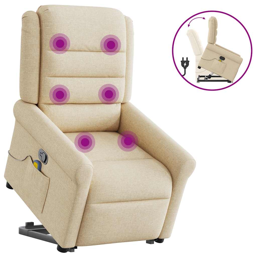 Fauteuil inclinable de massage Crème Tissu Fauteuils vidaXL