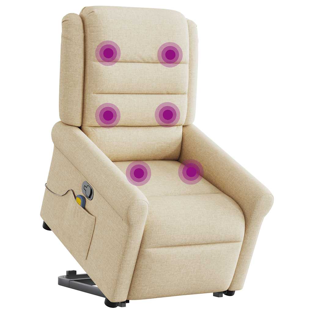 Fauteuil inclinable de massage Crème Tissu Fauteuils vidaXL