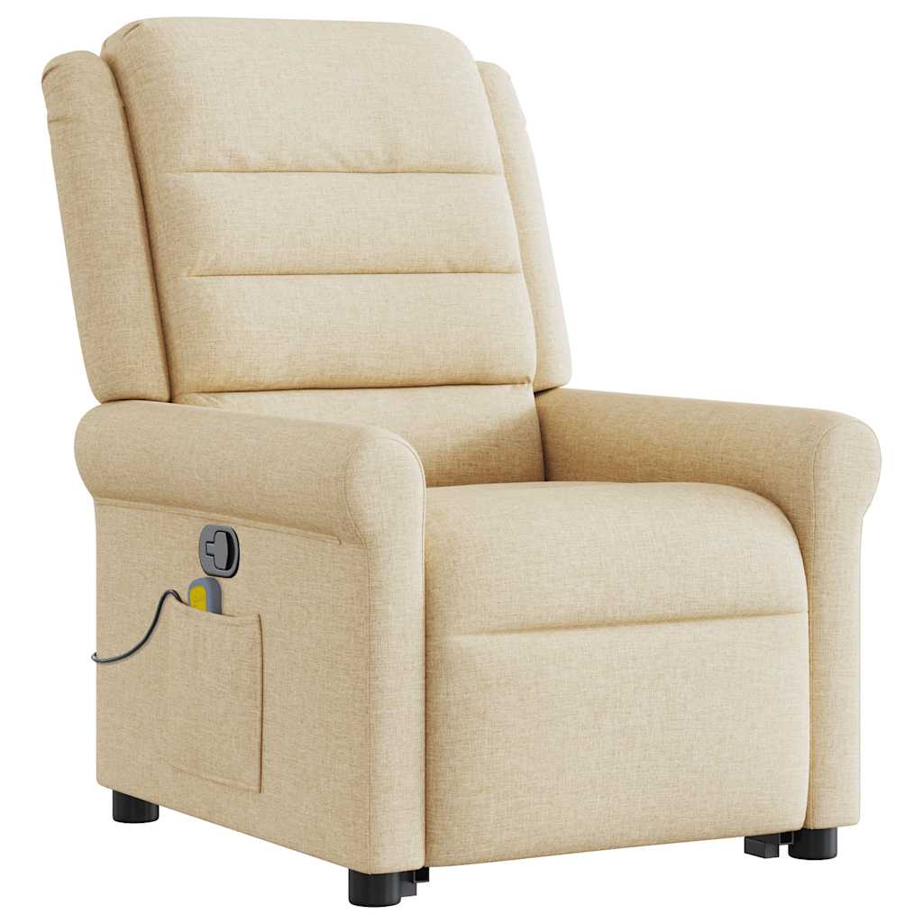 Fauteuil inclinable de massage Crème Tissu Fauteuils vidaXL