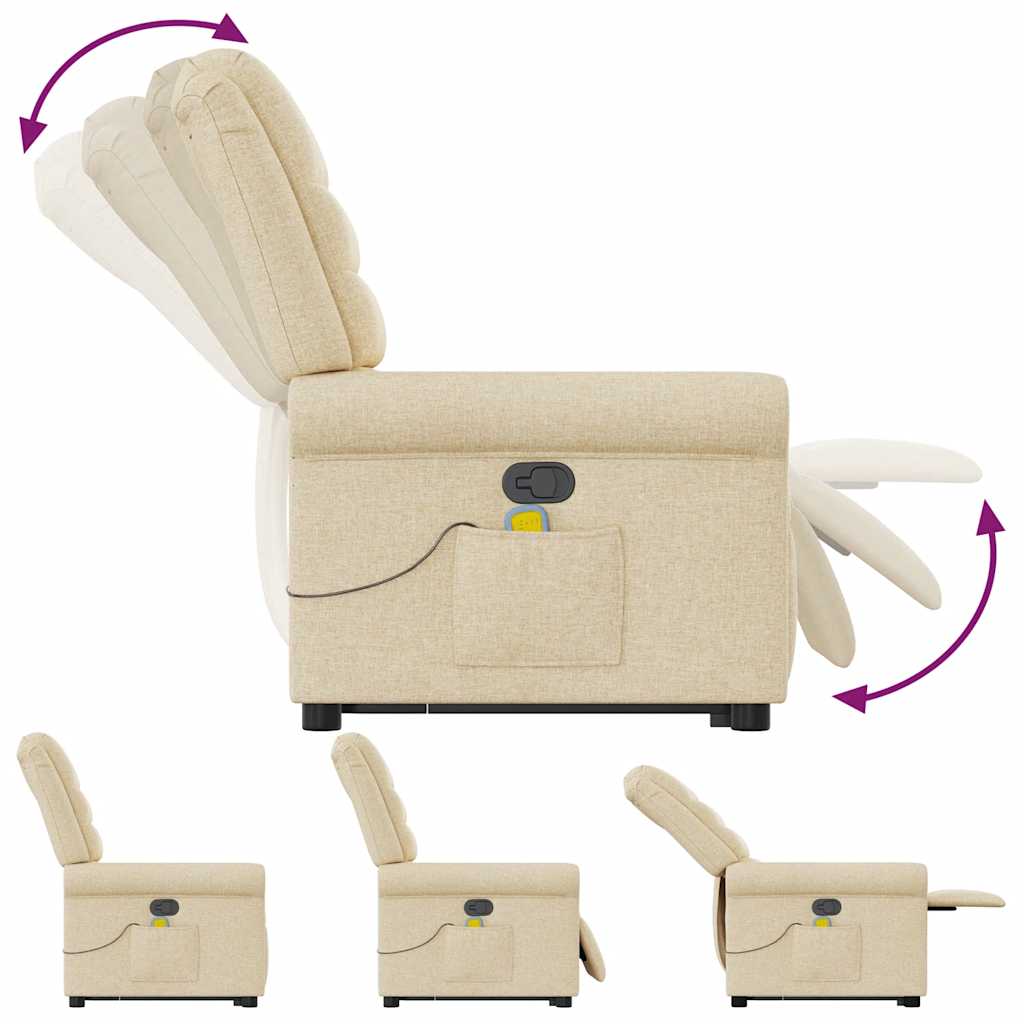 Fauteuil inclinable de massage Crème Tissu Fauteuils vidaXL