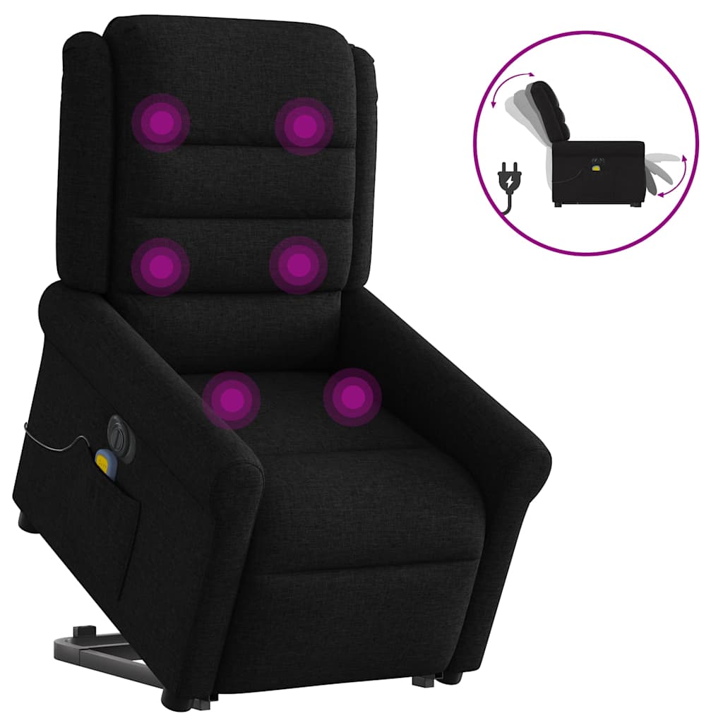 Fauteuil inclinable de massage électrique Noir Tissu Fauteuils vidaXL