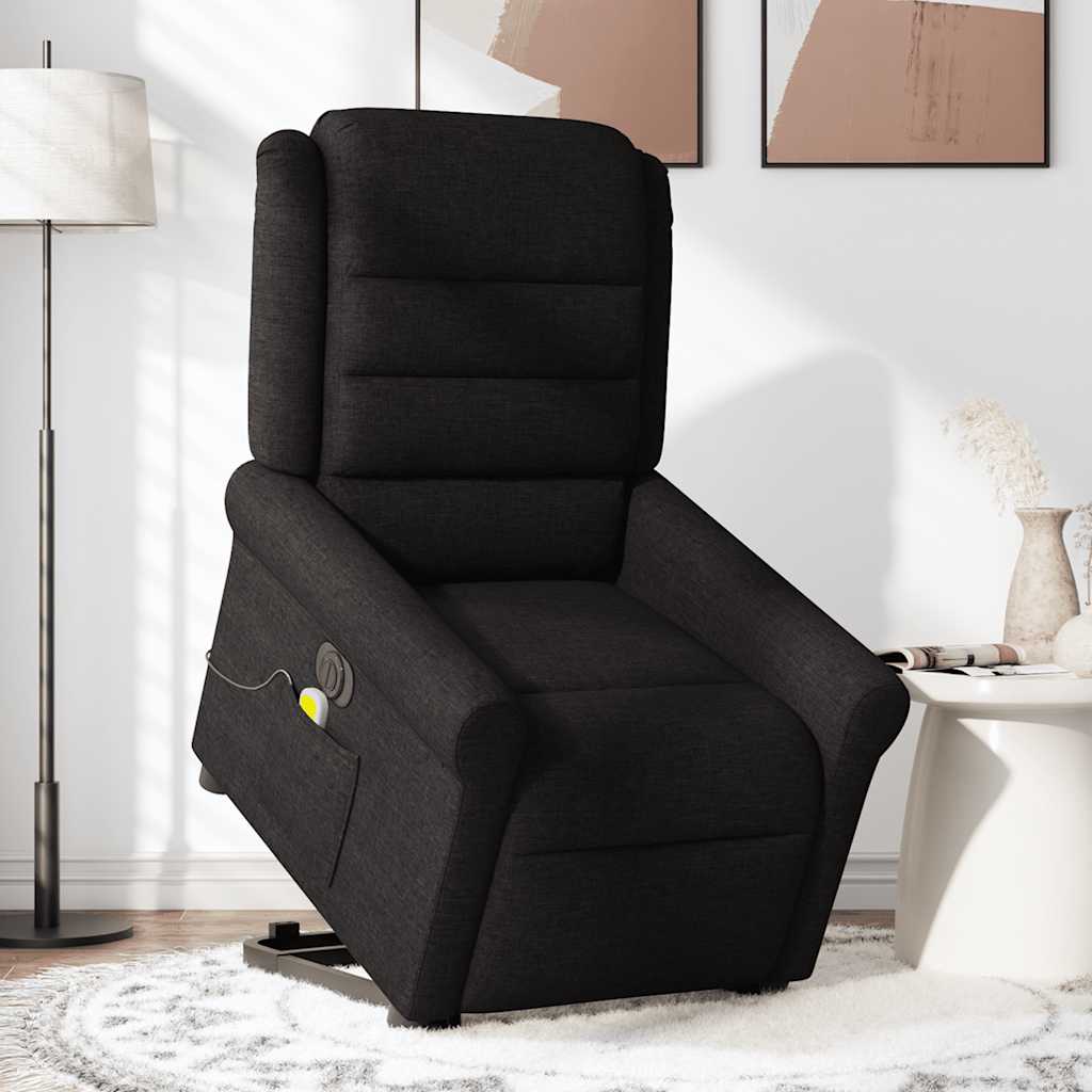 Fauteuil inclinable de massage électrique Noir Tissu Fauteuils vidaXL