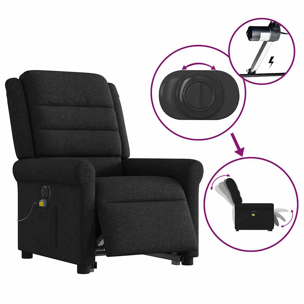 Fauteuil inclinable de massage électrique Noir Tissu Fauteuils vidaXL