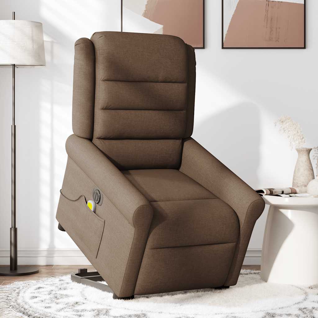 Fauteuil inclinable de massage électrique Marron Tissu Fauteuils vidaXL