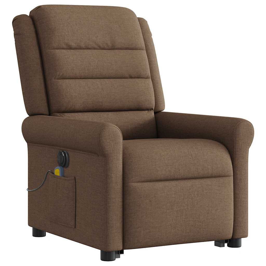 Fauteuil inclinable de massage électrique Marron Tissu Fauteuils vidaXL