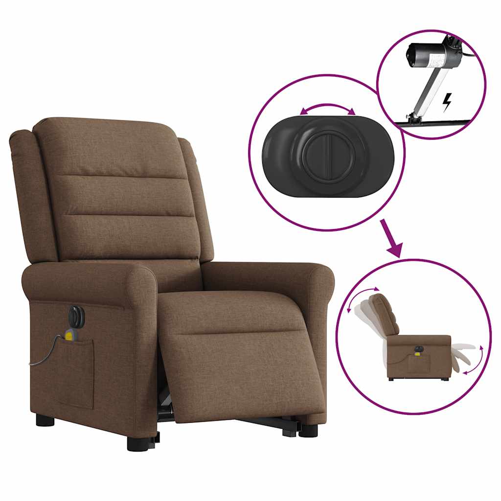 Fauteuil inclinable de massage électrique Marron Tissu Fauteuils vidaXL