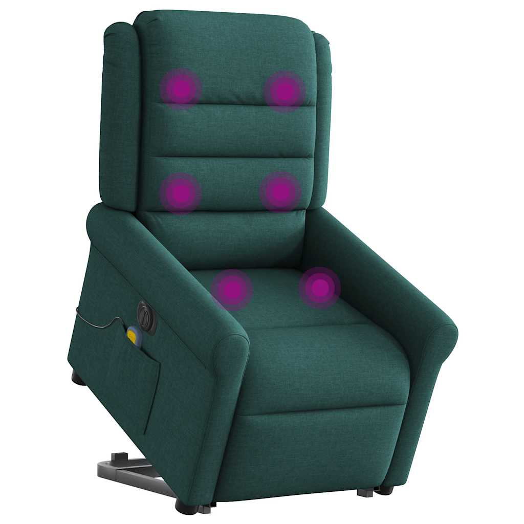 Fauteuil inclinable de massage électrique Vert foncé Tissu Fauteuils vidaXL